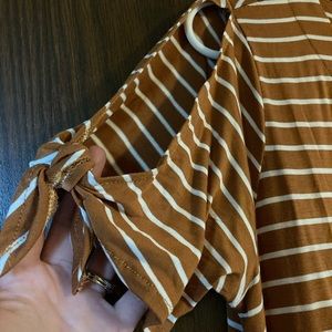 Camel colored lace-up dress